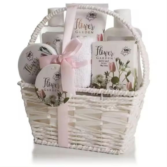 Set Baño en Cesta Blanca   - Cesta de Baño Lavanda  【ROUA】 - 1