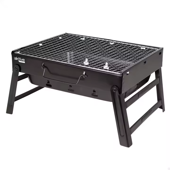 Aktive Barbacoa Portátil Plegable Rectangular Negra 40x28x20 Cm - 1