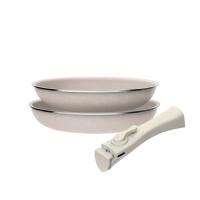 Juego de 8 pcs: 5 sartenes Ø18Ø20Ø24cm(x2)Ø28cm y 3 Cacerolas Ø16Ø18Ø20cm en aluminio prensado con revestimiento ILAG con 3 mangos extraibles - details 44