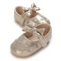 Zapatillas De Bebé Recién Nacido Para Niñas Oro Plata Corazón Suave Primera Caminadora Princesa Suela Dura Crib Shoes 0-18M - details 1