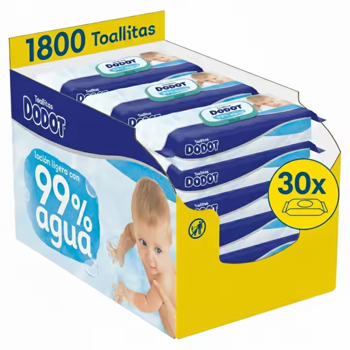 Dodot 99% Aqua Toallitas Para Bebé 30 Paquetes De 60 Unidades = 1800 Toallitas - 1