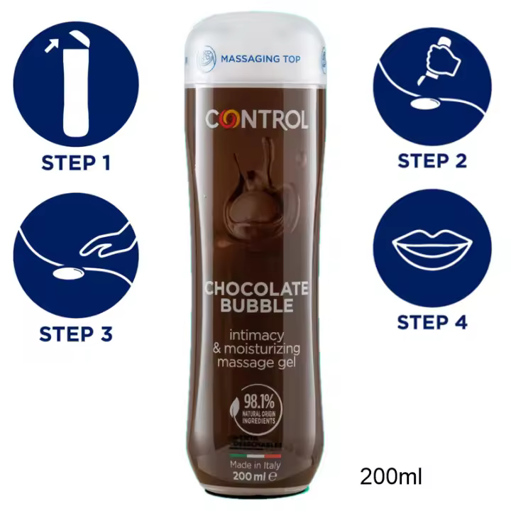 Control Lubricante Control Chocolate Bubble Gel Masaje 3 en 1 - 200 ml 8058664162307 - 1