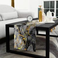 Corredor De Mesa Con Textura De Mármol Blanco Gris Oro Para Cocina Comedor Sofa Mesa De Noche Hogar Tablerunner De Textura - details 1
