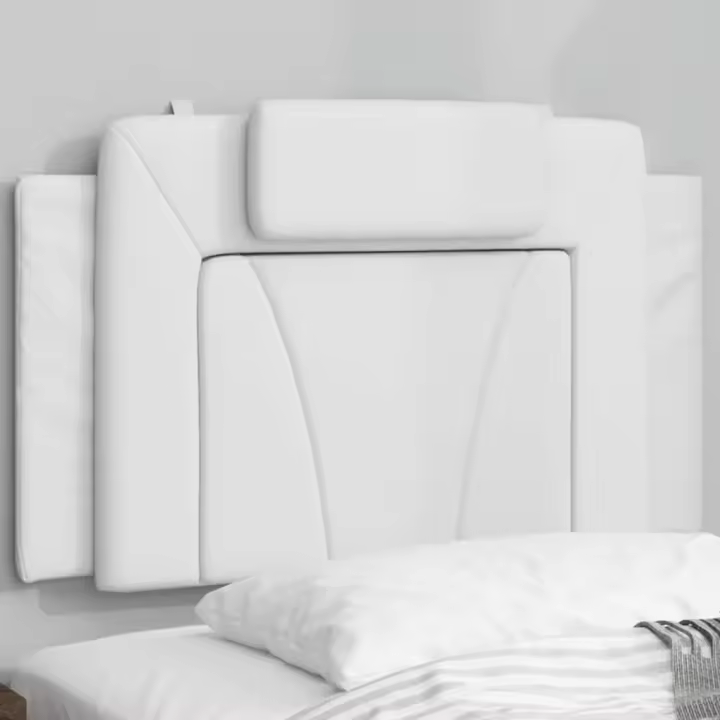 vidaXL Cabecero de cama acolchado cuero sintético blanco 90 cm - 1