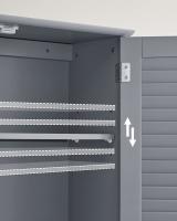 Armario colgante de baño con puertas de persiana, estante ajustable y compartimento abierto, gris ahumado, blanco - 20x60x70 cm - details 12