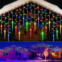 Luces De Navidad LED En Forma De Copo De Nieve Y Gota De Agua Para Jardín Y Exterior Con Enchufe EU Decoración De Fiesta En Casa Guirnalda De Luces De Ceniza - details 15