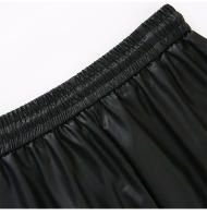 Pantalones De Cuero PU Para Mujer Alta Cintura Otoño Invierno Negro Rectos De Pierna Con Bolsillos De Longitud Del Tobillo - details 7