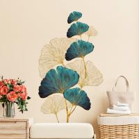 Hojas de baño de gingko (76x87 cm) I Marron Gold Green Blanco Flores Plantas natureleza I adhesivos de los decorativos habitación Salón dormitorio Baños Cocina - details 5