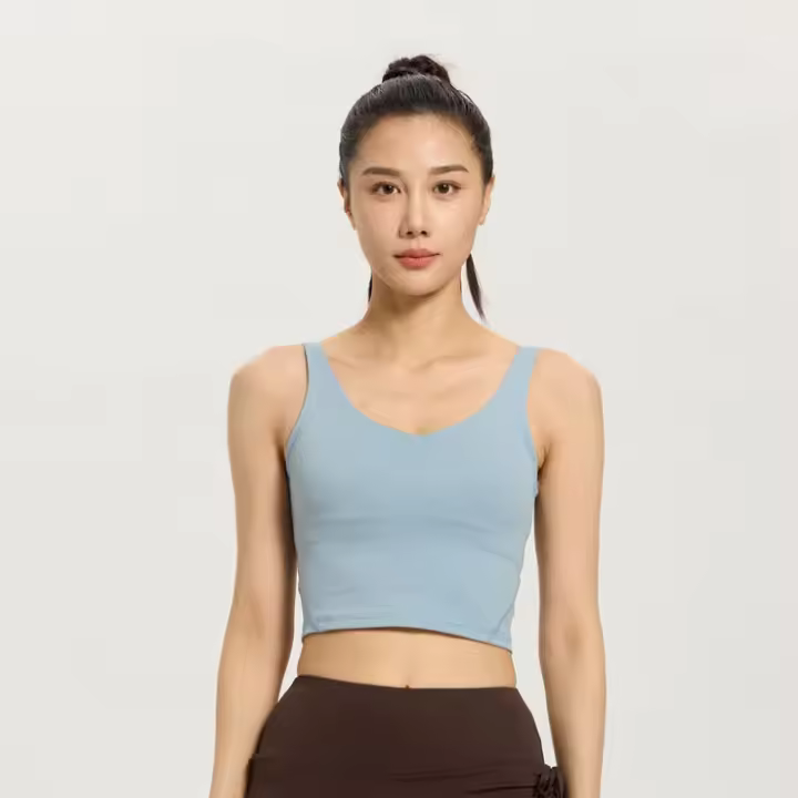 Sujetador deportivo Nude Fitness de alta resistencia con almohadillas para el pecho para mujer, a prueba de golpes, fruncido transfronterizo, yoga, hermoso chaleco deportivo para la espalda. - 1