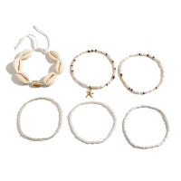 Ingemark 6Pcs/Set Pulseras De Cuentas Boho Para Mujer Anillo De Tobillo Elástico Con Colgante De Estrella De Kpop Joyería De Playa Verano Regalo Geométrico - details 3