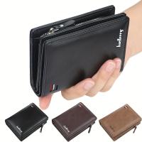 Billetera Corta Para Hombre Baellerry De Cuero PU Con Cremallera Y Bolsillo Para Monedas Capacidad Grande Estilo Vintage Porta Dinero Y Tarjetas - details 1