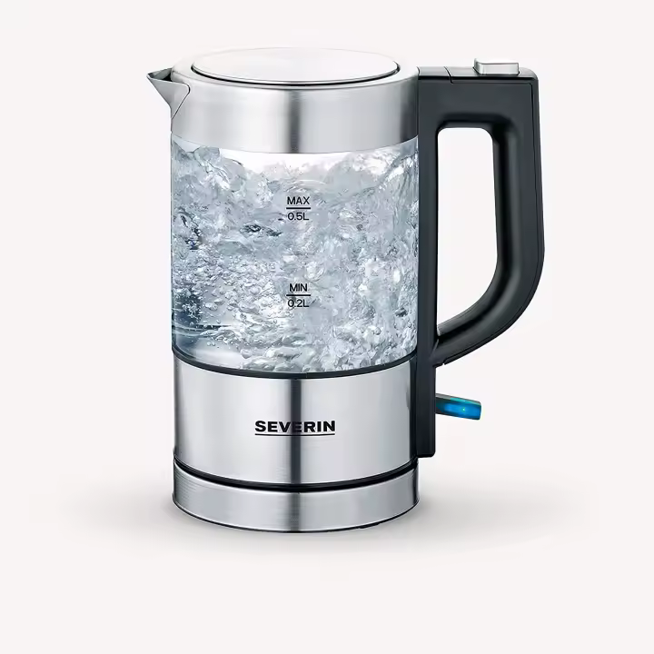 Mini Hervidor de Agua Severin WK 3472 - Cristal Compacto 0,5 L - Filtro Antical - Base Giratoria - Libre de BPA - 1
