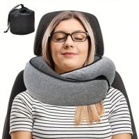 Almohada De Memoria Para Viaje 1pc Cómoda Y Transpirable Con Funda Lavable Máquina Kit De Viaje Con Lujo Forma U Para Cuello - details 4
