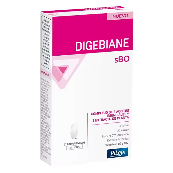 pileje Digebiane sBO  Comprimido  Digebiane sBO es un complemento alimenticio destinado a ayudar a las personas que experimentan molestias digestivas gracias a su composición en vitamina B2. - 1
