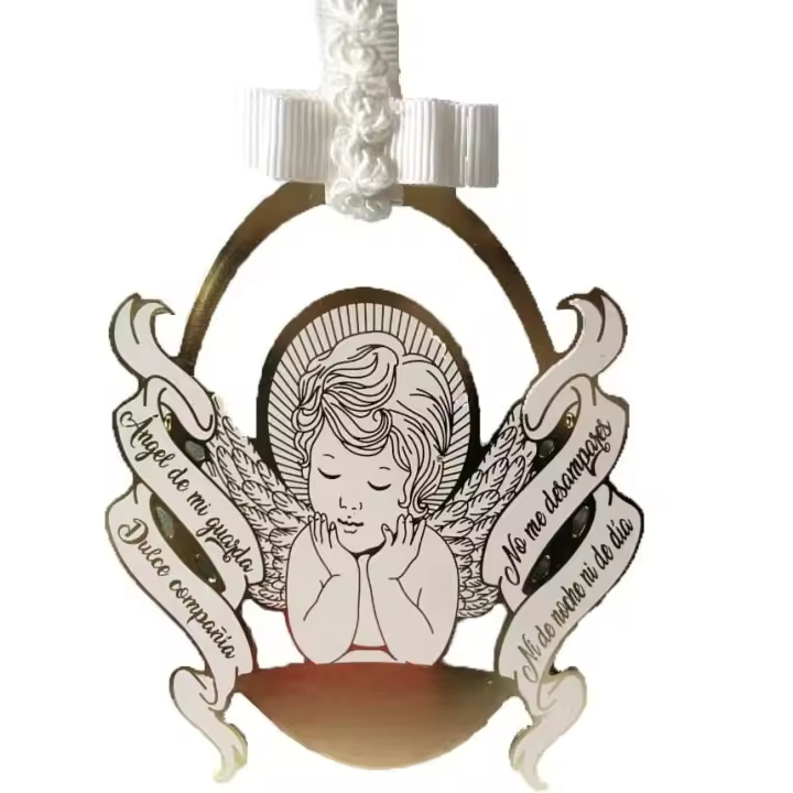 DOCOLASTRA Medallón de Cuna ¨Ángel de la Guarda¨. (DATOS DE BAUTIZO) - 1