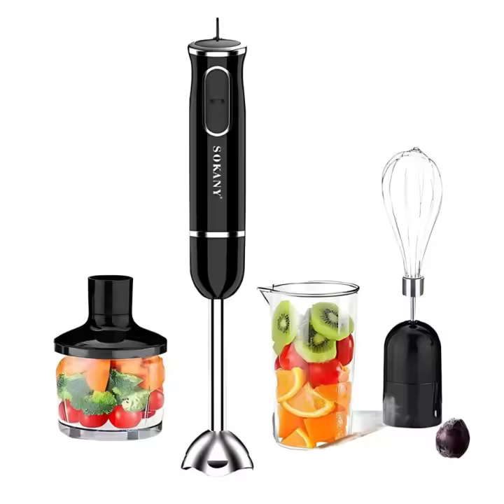 Procesador de alimentos multifuncional enchufable de 400 W, batidora de mano electrónica desmontable, 4 combinaciones, molido rápido de carne, cuchilla para mezclar - Marca Sokany - 1