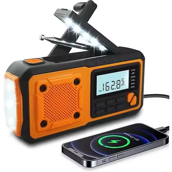 Manivela multifuncional Solar Radio FM AM WB NOAA Tiempo Radio 2000mAh USB de Carga de Emergcia Indoor LED de Prohibición DE LA Energía - 1
