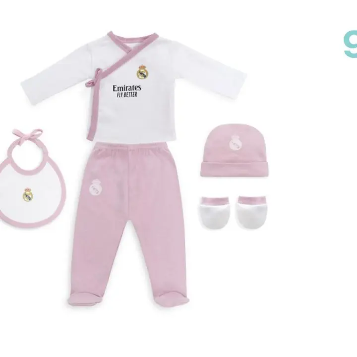 Set regalo Interbaby primera puesta bebé 5 piezas Real Madrid 100% Algodón, Conjunto bebé real madrid - 1