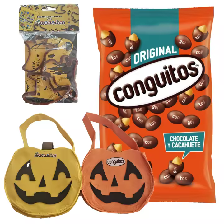 Pack Halloween:conguitos negro bolsa 1kg,molde y bolsa calabaza lacasitos y conguitos - 1