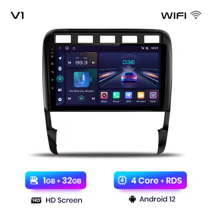 Junsun Android 13 Radio Coche para Porsche Cayenne 1 9PA 2002-2010 Inalámbrico CarPlay Android Auto AI Voice 2 din Pantalla Coche Android Auto Multimedia Navegación GPS Auto radio - 1