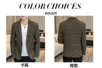 Chaqueta De Chequera Casual Para Hombre Estilo Coreano Slim Fit Traje Simple Elegante Abrigo Formal Con Cierre Único Material Poliéster Adecuado Para Todas Las Estaciones - details 2