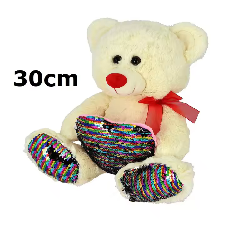 Peluche osito con corazón de lentejuelas reversibles 30cm,te amo te quiero,Día de San Valentín,cm,fespu - 1