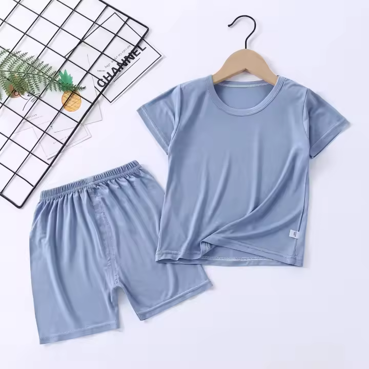 Pijama Infantil De Verano De Moda Con Cintura Alta Protección De La Panza Ropa De Casa Para Niños Y Niñas Material Suave Y Transpirable - 1
