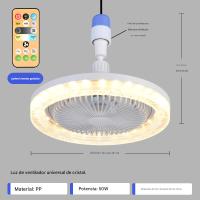 Ventilador de techo Pequeño con Luz, Modern VENTILADOR DE Techo de cristal de 10 Luces, 3 temperaturas de color y velmodades de Viento ajustables, ventilador de techo LED E27 para baño, dormitorio, garaje y habitación infantil, Blanco. - details 1