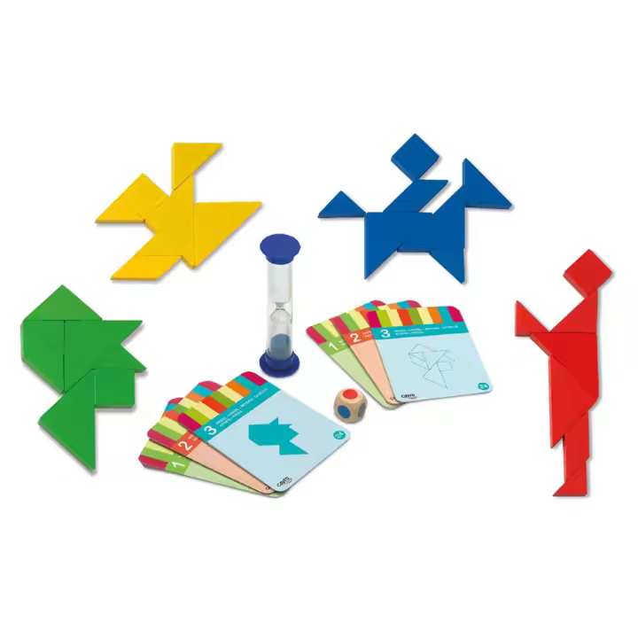 Juego 4 Tangrams de madera, hasta 4 jugadores y 3 niveles de dificultad 31,5x18x3 cm (Cayro 851) - 1