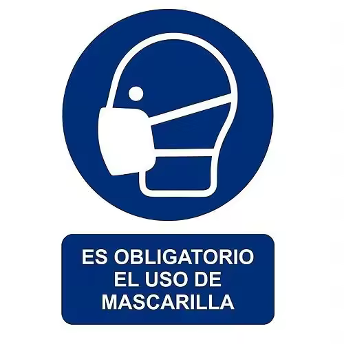 CABLEPELADO Señal Adhesiva Es obligatorio el uso de mascarrilla | Señal informativa usar mascarilla | Señal Adhesiva | PVC | UNE-EN ISO 7010:2012 | 0,8 mm grosor | 10 cm largo x 15 cm alto - 1