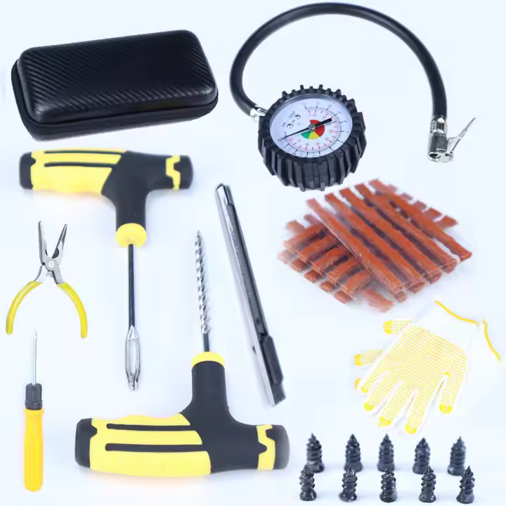 Kit De Reparación De Neumáticos Para Coche Y Motocicleta Herramientas De Vacío Emergencia Para Automóviles Y Vehículos Eléctricos Material De Goma Universal Reparación Rápida - 1