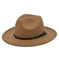 Sombrero De Vaquero Para Hombre Estilo Vintage Color Sólido Broche Ancho Moda Viaje Fiestas De Iglesia Sombrero De Paja Jazz - details 7