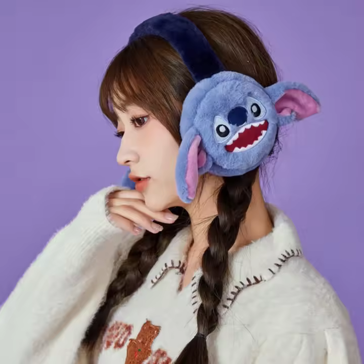 Kawaii Stitch Ajustables Gorros Plegables De Invierno Calienta Orejas Juguete Accesorios De Moda Para Niños Y Niñas Regalo De Navidad - 1