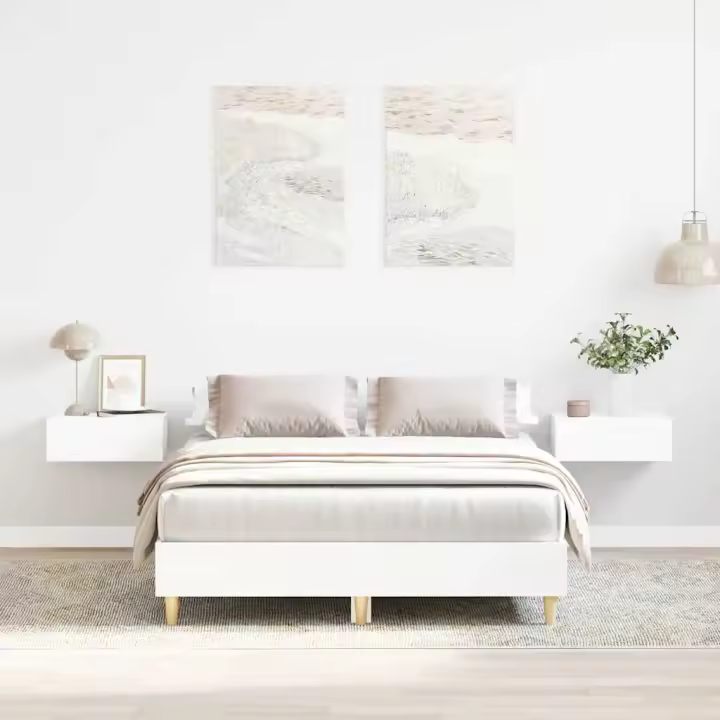 Estructura de cama sin colchón blanca 140x190 cm - 1