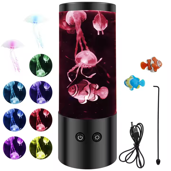 Lámpara De Jalea Recargable Decorativa Para Acuario Luz Nocturna Para El Hogar Y La Oficina Cambio De Color De Jalea Lámpara - 1