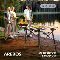 AREBOS Mesa de camping 90 x 51,5 cm mesa rodante aluminio mesa plegable exterior - details 19
