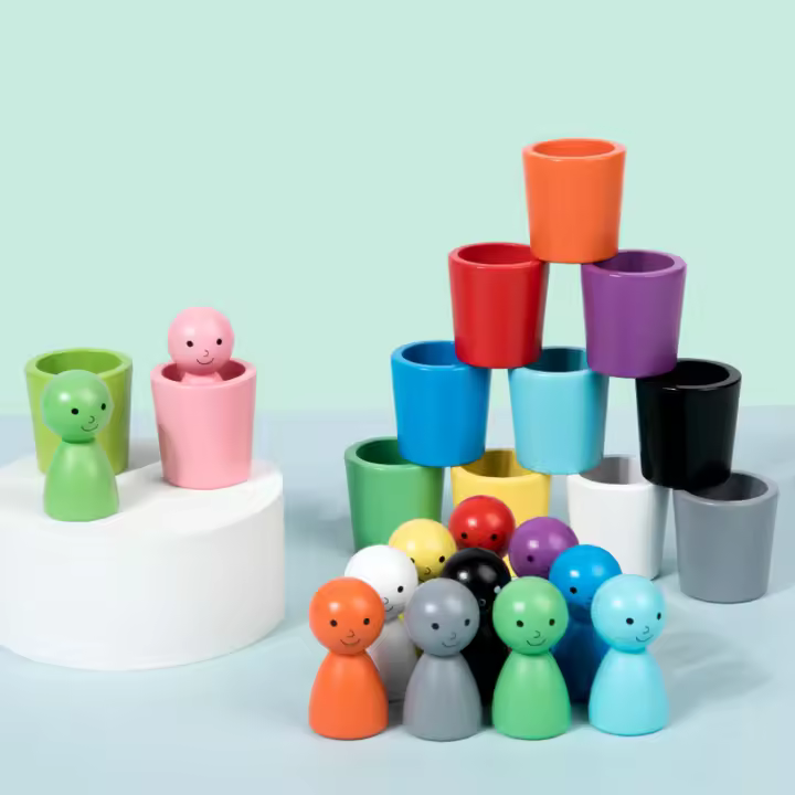 Juguete Montessori De Madera Para Bebés Arco Iris Pelota Y Copas Juego De Aprendizaje De Colores Y Conteo Para Edad De 3-6 Años - 1