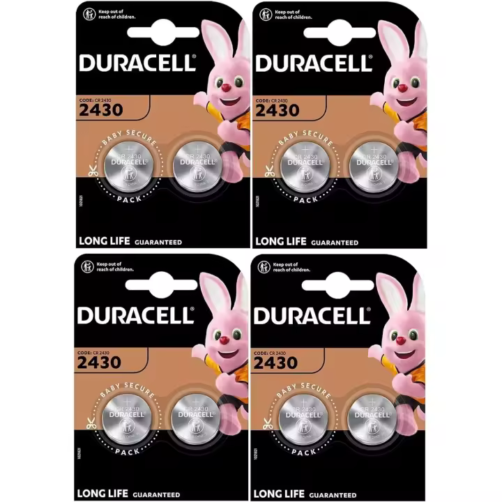 8X Duracell CR 2430 (4 blísters de 2 baterías) 8 pilas (CR2430) - Paquete de 8 pilas Duracell CR 2430 (4 blísters de 2 baterías cada uno) - 1