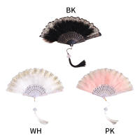 Abanico Plegable De Plumas Lolita Para Mujer Estilo Gótico Oscuro Decoración De Fiesta Y Boda Accesorio De Fotografía - details 0