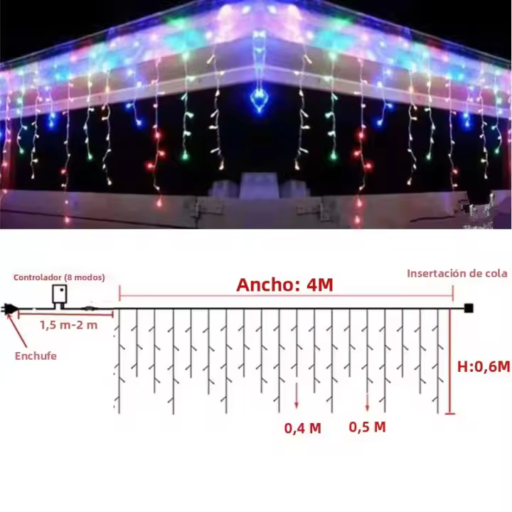 Luces De Navidad LED Colgantes Impermeables Con Pitón De Escalada Para Exterior Luces De Fairy De Onda Intermitente Para Fiesta De Vacaciones - 1