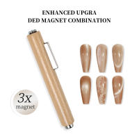 Herramienta De Arte De Uñas 3 En 1 Multifuncional Con Ojo De Gatito Fuerte Mango De Madera Cilíndrico UV Gel Doble Cabeza Magnética - details 5