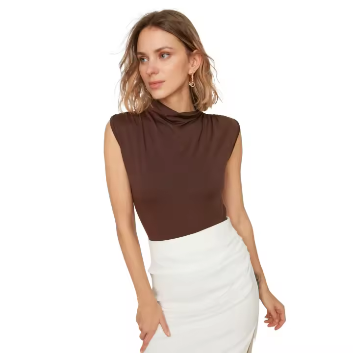 Trendyol Fuchsia Turtleneck Sleeveless Stretch Snap Knitted Body Twoaw22Bd0006 - 1