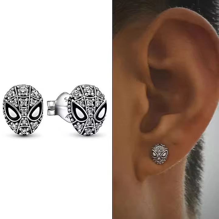 Pendientes de pulsera con Máscara de Spiderman, pendientes de Plata de Ley 925, joyería de moda Moderna para hombre y Mujer - 1