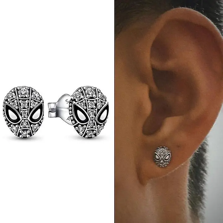 Pendientes de pulsera con Máscara de Spiderman, pendientes de Plata de Ley 925, joyería de moda Moderna para hombre y Mujer - 1