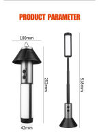 Lámpara De Camping Multifuncional Recargable 2 En 1 Con Telescópico Y Flashlight De Rescate Exterior Emergencia Luz De Trabajo Con Gancho - details 7