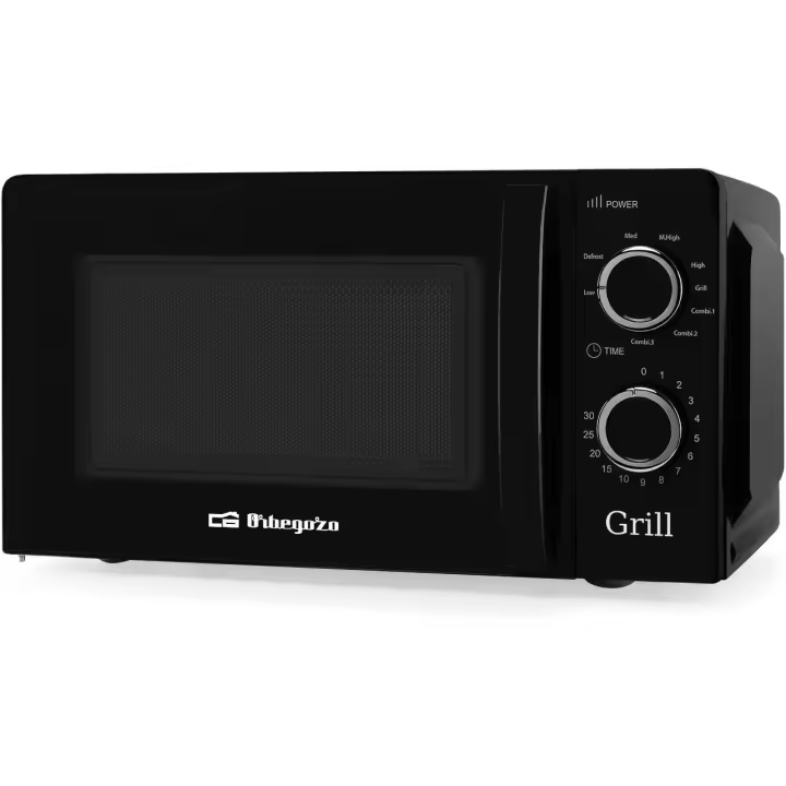 Orbegozo MIG 2131 Microondas con Grill con 20 litros de Capacidad, 5 Niveles de Funcionamiento y 3 Funciones combinadas, Temporizador hasta 30 Minutos, 700-900 W, 3600 W, 44 Decibeles, Acero, Negro - 1