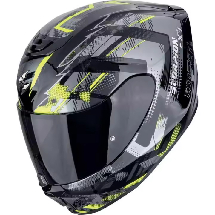 Casco Integral Scorpion EXO 391 CLUTTER  NEGRO AMARILLO GRIS - 1
