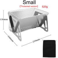 Barbacoa Portátil Plegable De Acero Inoxidable Para Camping Multifuncional Con Soporte Para Madera Y Red De Alimentos Para 2-3 Personas - details 2
