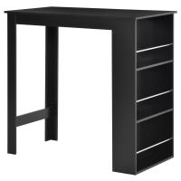 HOMCOM Mesa Alta de Bar, Mesa de Cocina con 3 Estantes Laterales, Estilo Moderno, para Comedor, Salón, 112x57x106 cm, Negro - details 0