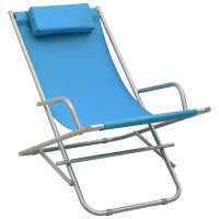 vidaXL Tumbonas reclinables 2 unidades acero Azul, Negro, Rojo Sillas de Exterior Ideal para jardín, playa, piscina, terraza Tumbona Piscina Tumbonas Playa Tumbonas Jardín Exterior - details 3
